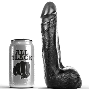 ALL BLACK - MIEKKIE CZARNE REALISTYCZNE DILDO 20 CM